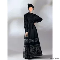 Черный комплект, осенний ханfu, китайский стиль