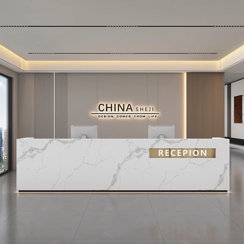 会社フロントデスク受付デスクホテルロビー塗装バーテーブル不動産大理石カウンターレジDZ|undefined