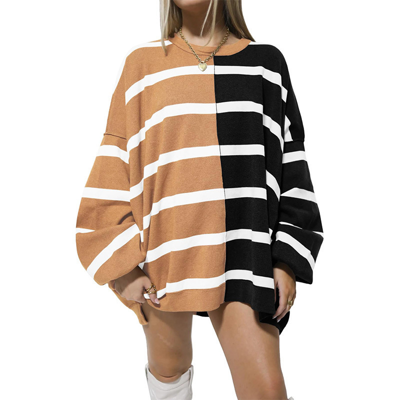2024 Amazon wish Independent Station Explosions Europe and the United States in Autumn and Winter New Cross-border Striped Knitted Long Sleeve Women