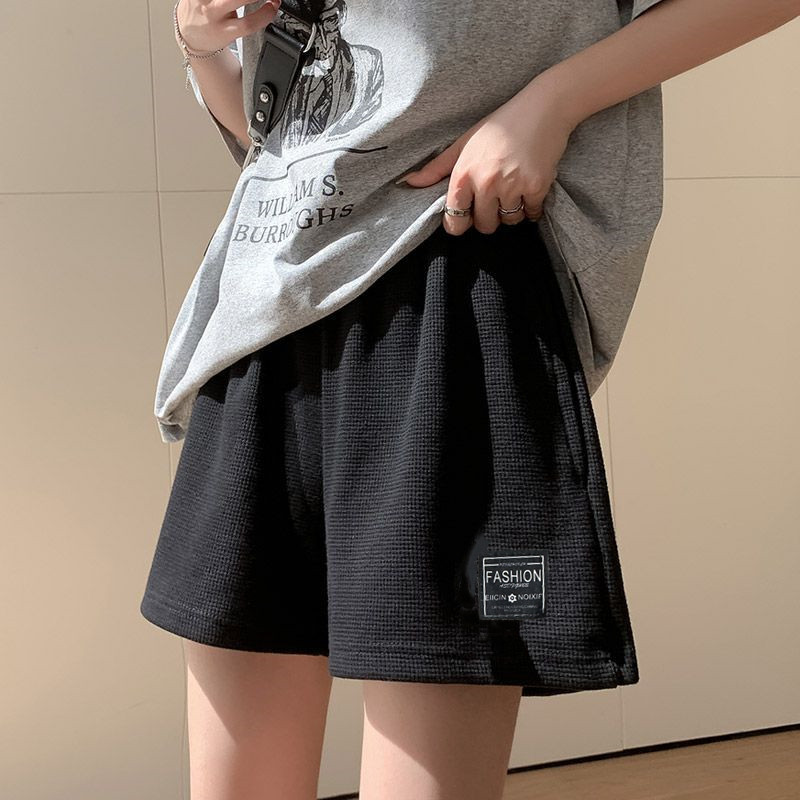 Women's Clothing Waffle summer comfortable casual sports shorts women's summer loose home pajamas outer wear pocket shorts_voghion.com