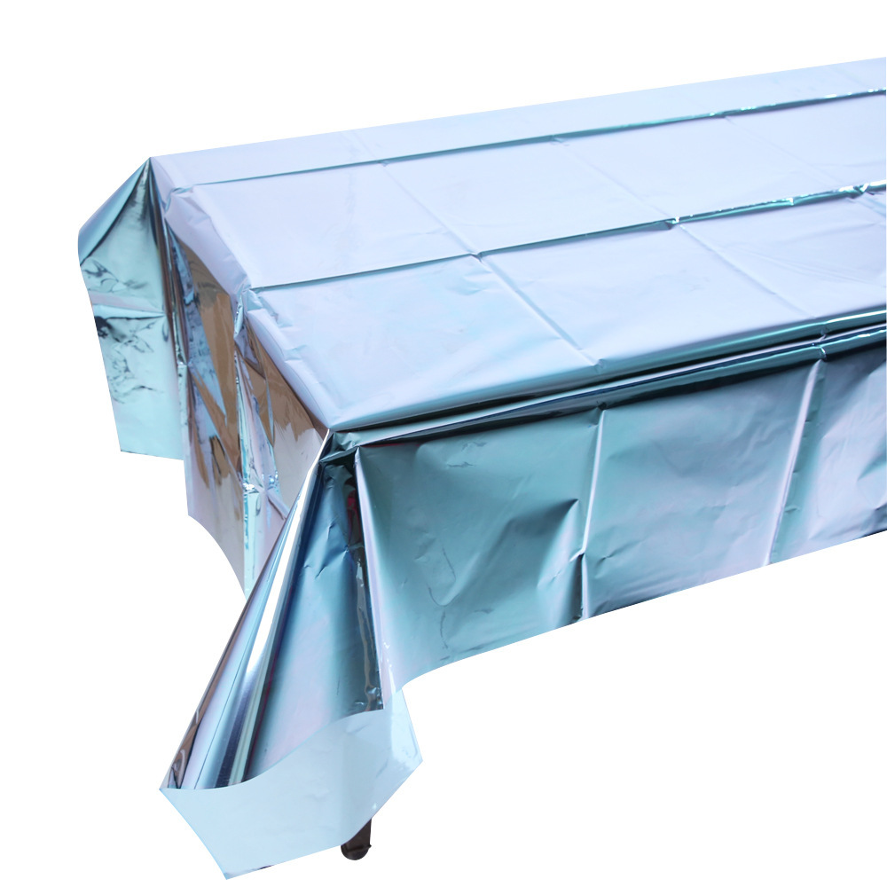 Nuevo PET con superficie brillante y sin lavado para decoración de mesa de comedor de fiesta de cumpleaños, mantel de papel de aluminio_voghion.com