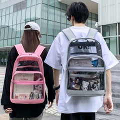 源头工厂现货透明双肩包大容量中小学生书包高颜值轻便防水背包女