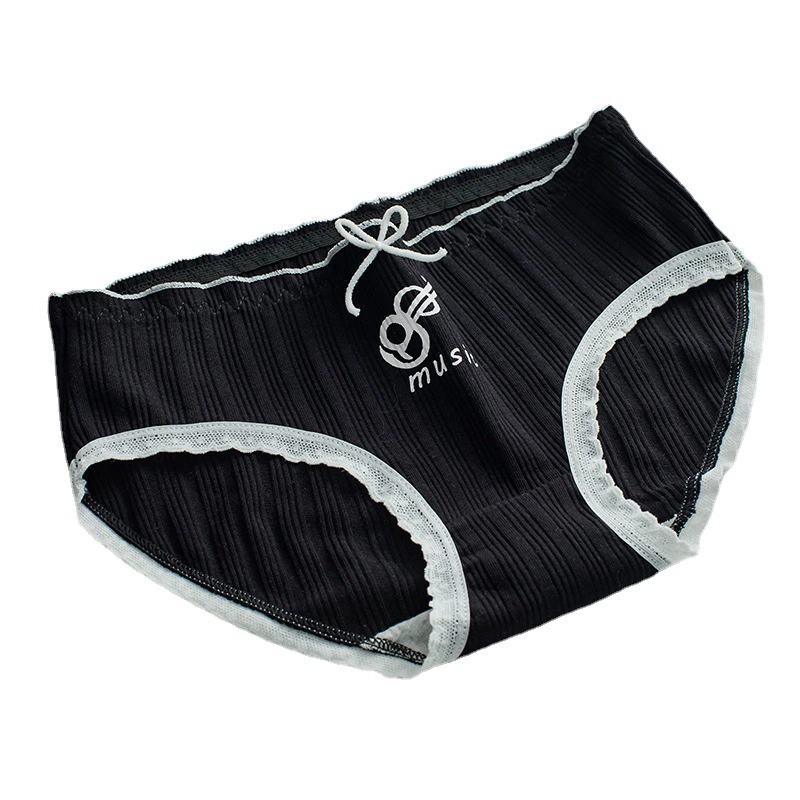 Demi-season pants, black cotton cartoon trousers, knitted underwear, plus size, mid rise