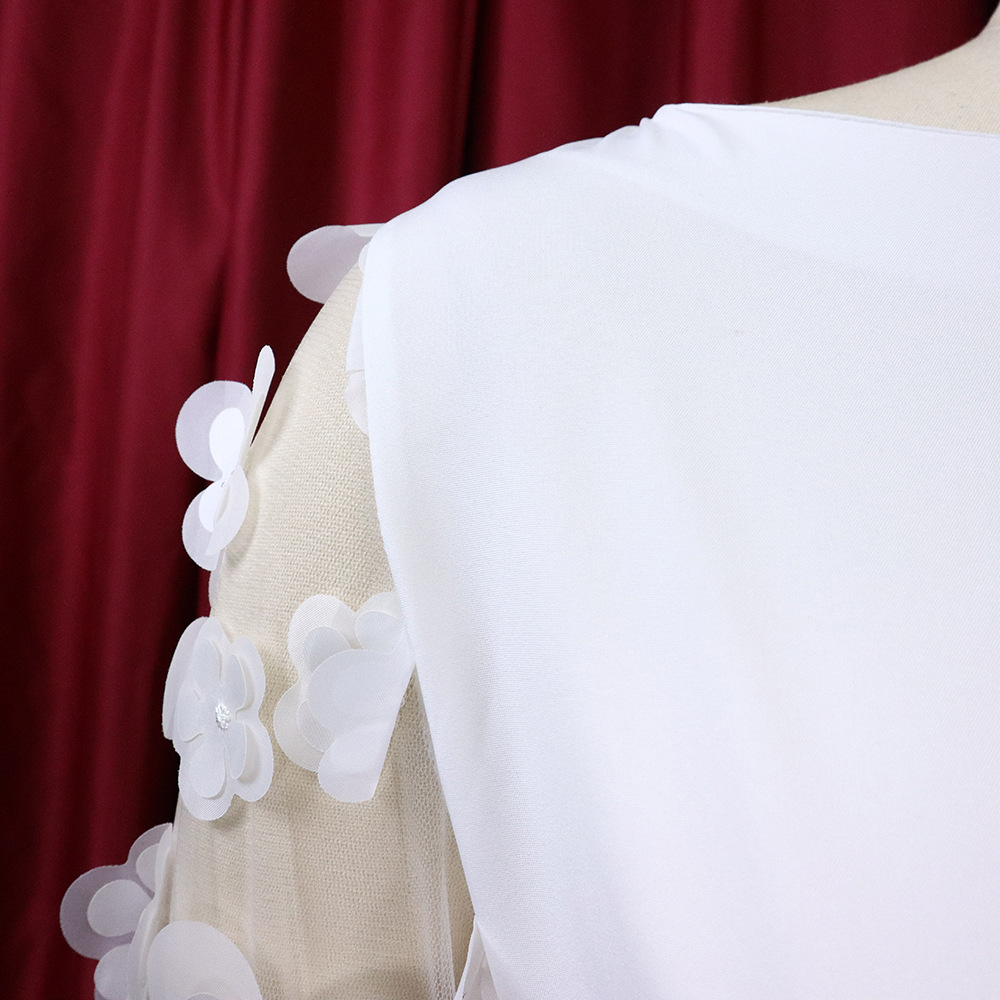 امرأة قميص شيفون 3/4 طول الأكمام البلوزات خليط موضة اللون الصامد display picture 11