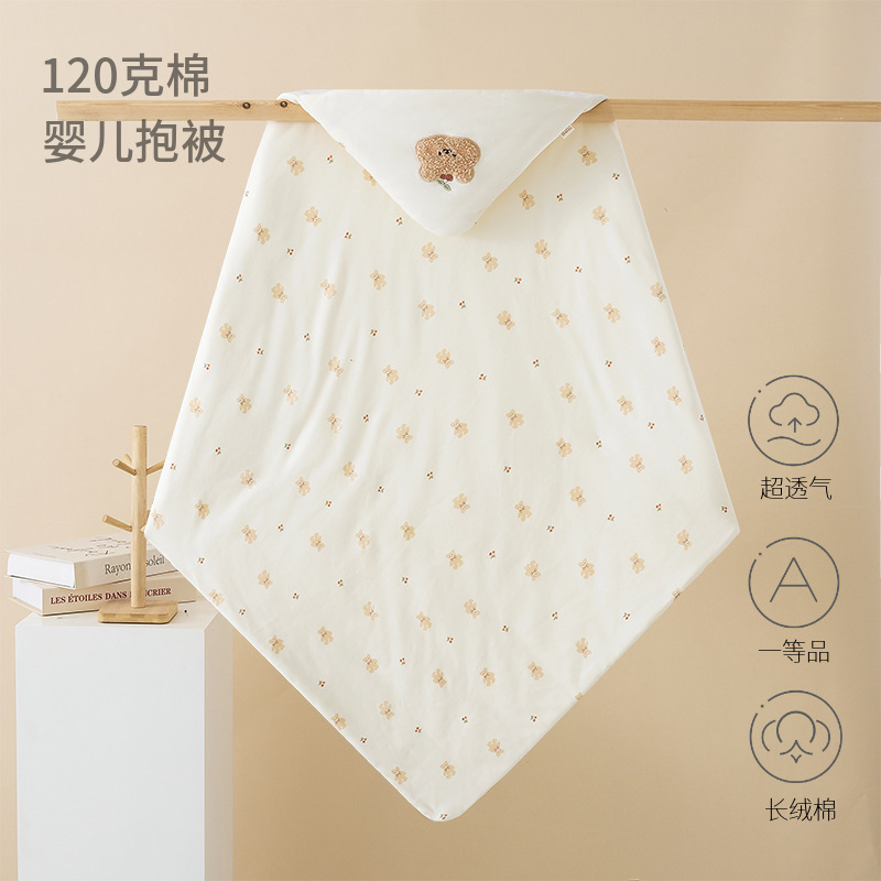 Newborn Quilt 120g Baby Pure Cotton Quilt Newborn Bag Single Autumn and Winter Quilt Swaddle Delivery Room Baby Supplies