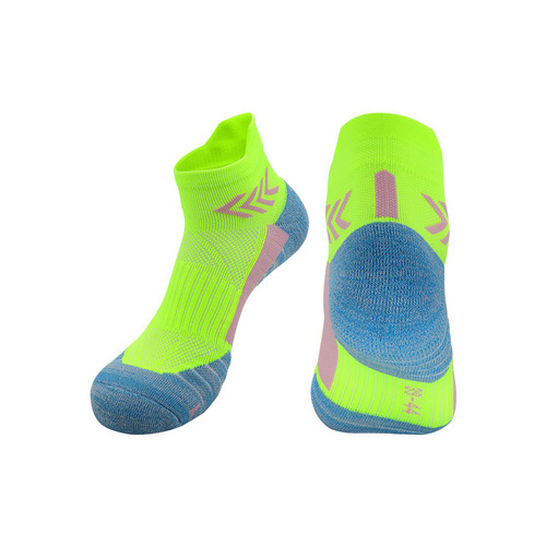 Marathon professional running socks for men and women, towel-soled short socks, muscle-breathable, quick-drying sports socks, low-cut socks