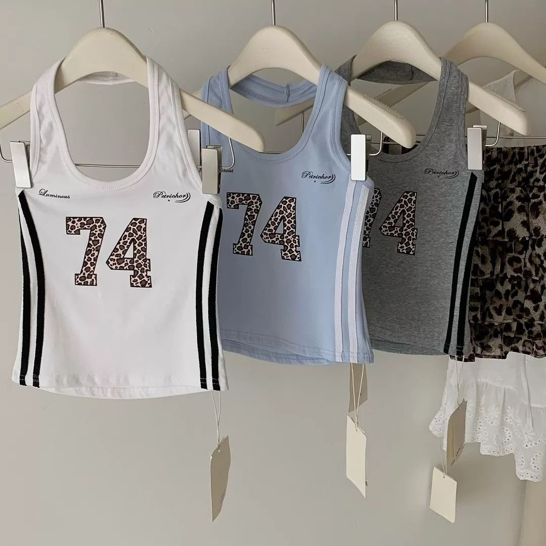 Korean Style Children's Clothing for Girls, Summer Halter Neck Tank Top, Fashionable and Stylish Backless Camisole for Baby Girls, Trendy 0096A033