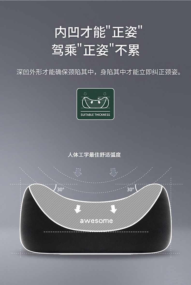 Car Headrest, Lumbar Support, Lumbar Support for Driving, Not Tired, Car Memory Foam Pillow, Backrest, Car Lumbar Cushion, Lumbar Support, Neck Pillow