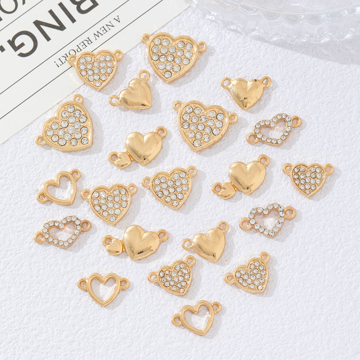 Doble colgante diamante hueco aleación amor colgante bead diy accesorios pulseras collares pendientes accesorios