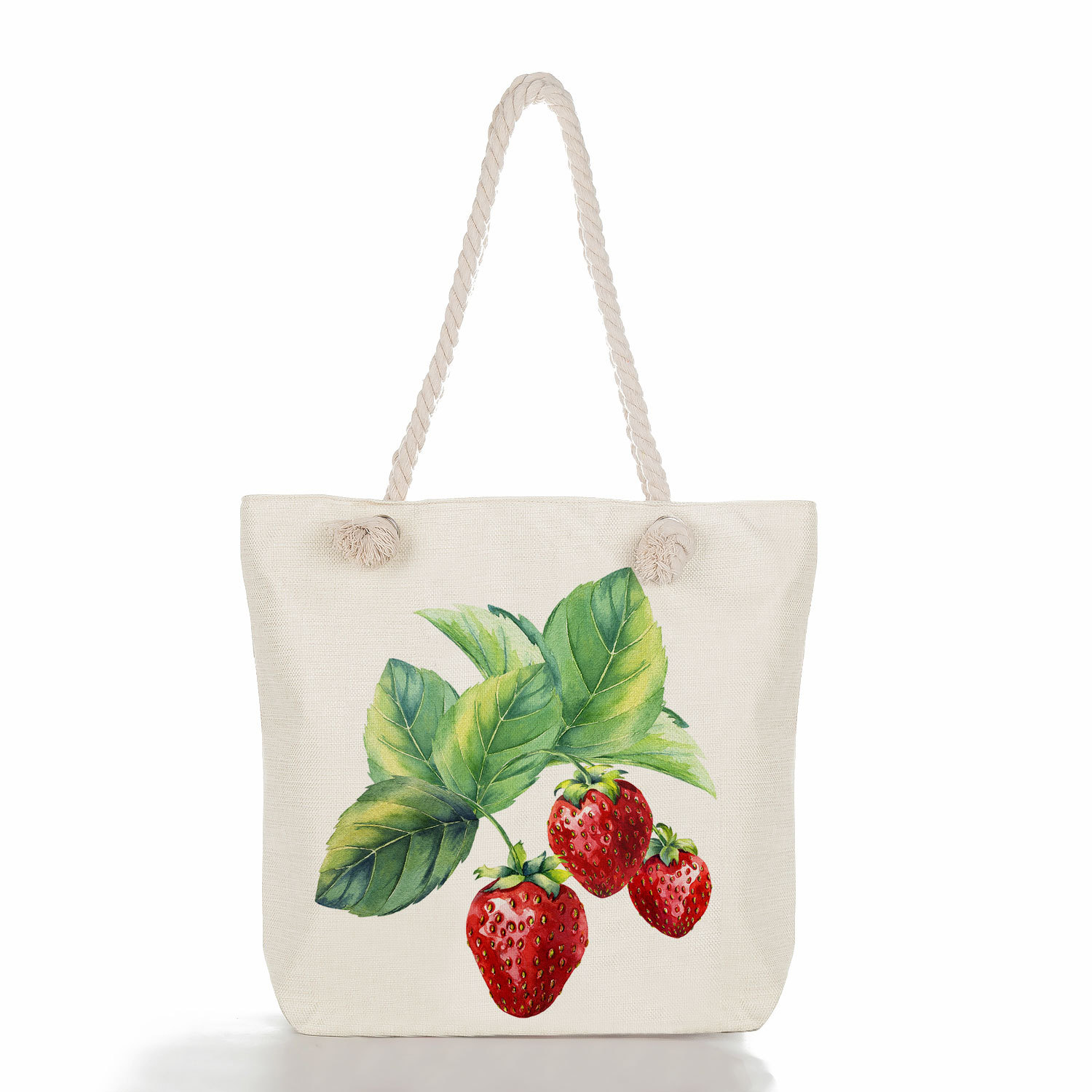 Women's Cotton And Linen Fruit Strawberry Cute Square Zipper Tote Bag display picture 5