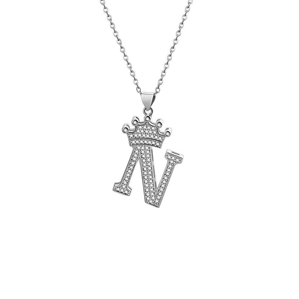Stainless Steel Copper Simple Style Letter Crown Plating Inlay Zircon Pendant Necklace display picture 22