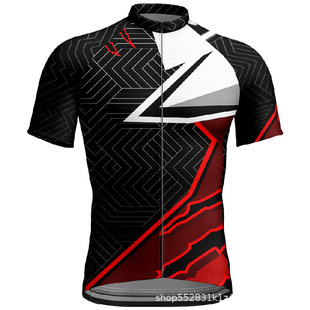 2024 Cross-Border New Close-Fitting Bodysuit Cycling Clothing Sports Top Raglan Sleeve T-Shirt Partial Creative Printing for Men