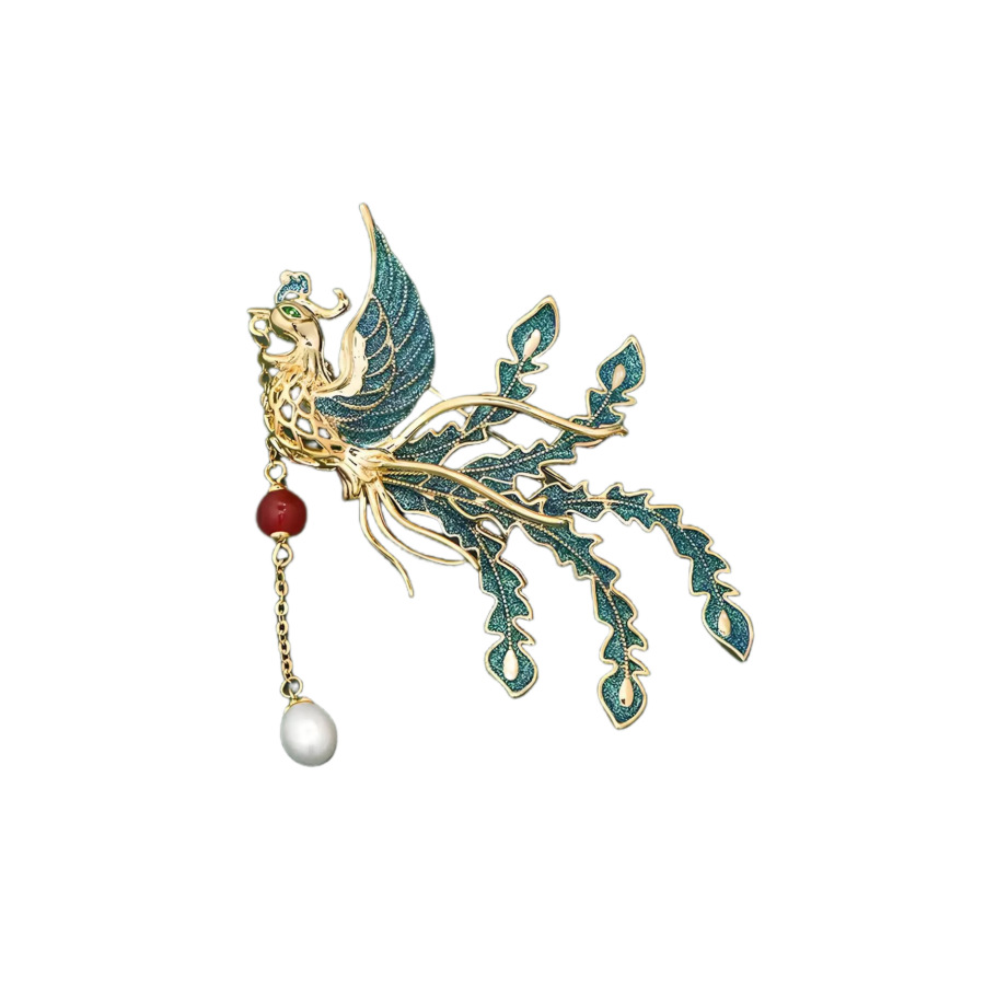 Spilla elegante a forma di fenice con nappe, nuova, di tendenza nazionale, per donna, accessorio di alta qualità in stile antico Hanfu Cheongsam_voghion.com