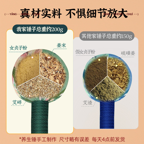Mugwort hammer diy handheld moxibustion hammer Mugwort health hammer health care Year of the Dragon souvenir mugwort hammer massage beauty hammer