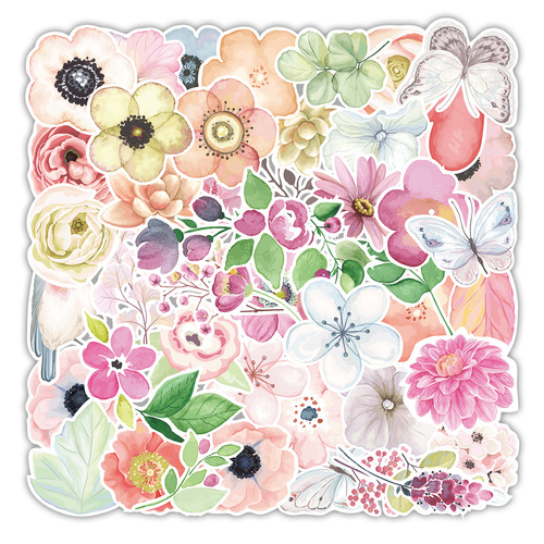 50 new plant flower series graffiti stickers motorcycle desk wall decoration stickers pocket stickers