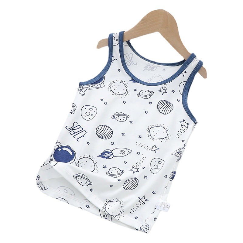 Three-piece Summer New Boneless Children's Vest Cotton Cartoon Printed Boy's Simple Sleeveless Top