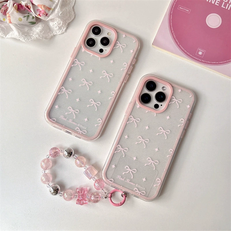 Apple, свежий фуксия iPhone 16 с бантом, совместимый чехол, iPhone14 Pro, 16promax, iphone