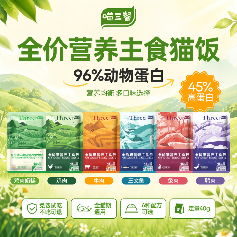 Meow Three Meals Main Food Cat Food Wet Food Pack Pet Fresh Pack All Stages Cat Food Pet Store Cat Food Wholesale Meow Three Meals Main Food Cat Food Wet Food Pack Pet Fresh Pack All Stages Cat Food Pet Store Cat Food Wholesale
