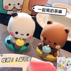 パンダの一二布の手作りアニメの置物のデスクトップの人形の車載の小さい置物のアニメのかわいいアニメの周辺