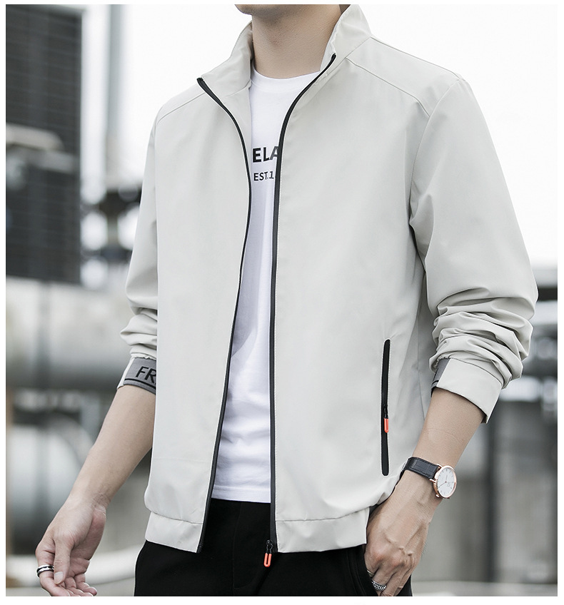 Fashionable Men's Spring And Autumn Jacket With Stand Up Collar_voghion.com