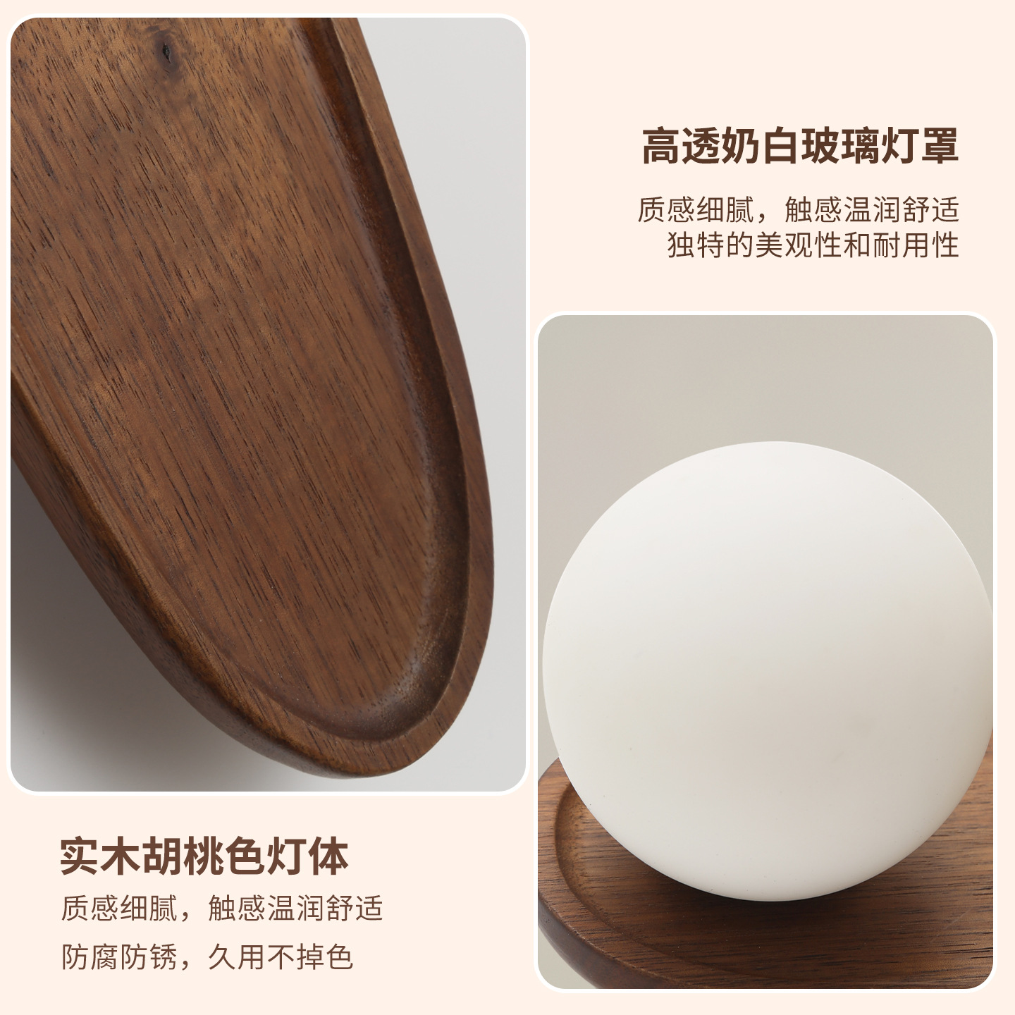 Lámpara de pared de madera sólida de espectro completo para proteger los ojos de estilo antiguo retro de alto nivel corredor de color nuez dormitorio lámpara de cabezal de cama L138