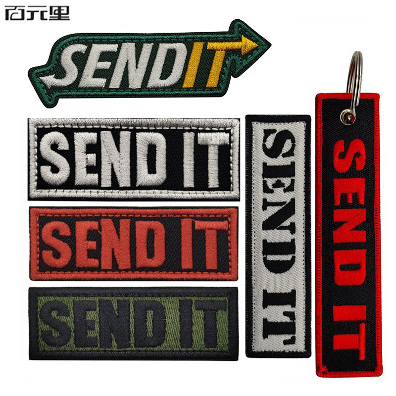 Taifeng Amazon Source SEND IT embroidery key pendant key chain SEND English bra strip hook and loop badge Taifeng Amazon Source SEND IT embroidery key pendant key chain SEND English bra strip hook and loop badge