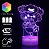 Cross -border hot sale of One Piece 3D Anime Night Lantern Luffy Luffy Led colorful touch remote control acrylic night lamp