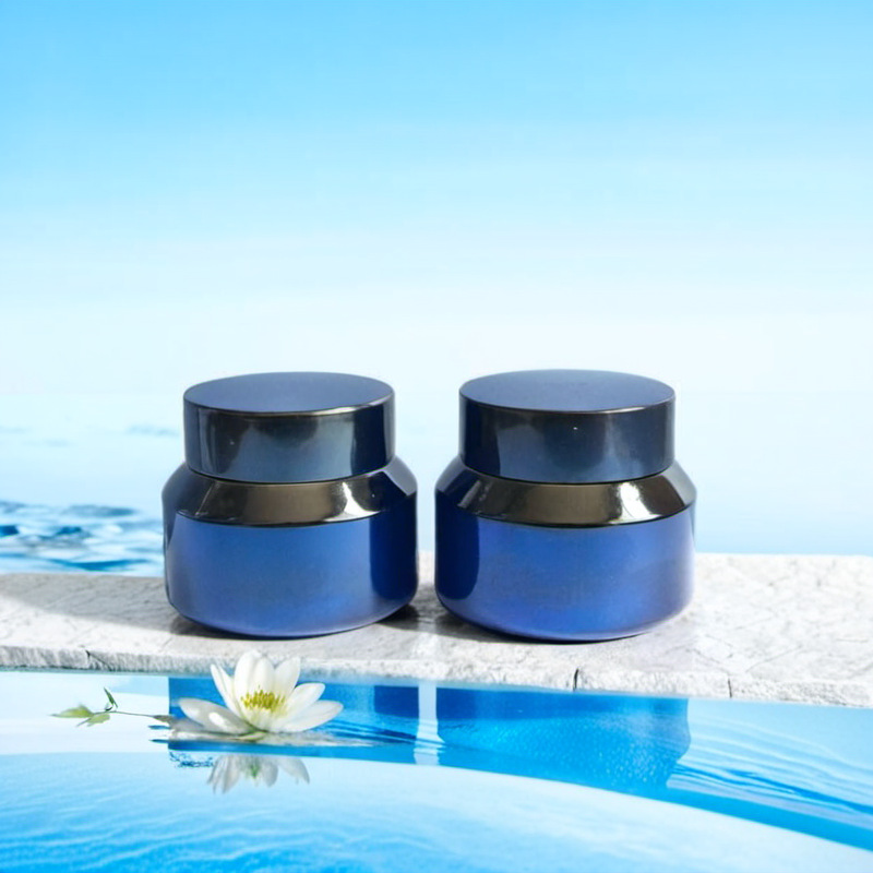 厂家现货供应30g斜肩黑色玻璃瓶配套塑料盖 化妆品玻璃瓶