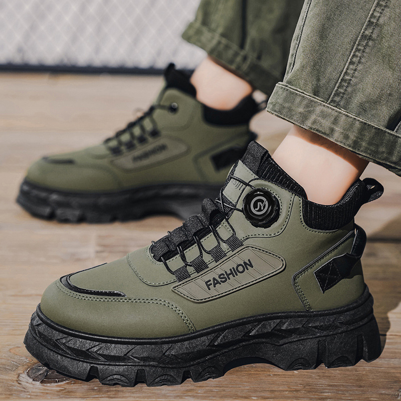 Zapatos masculinos de otoño e invierno nuevos zapatos de alta ayuda hombres estilo británico retro botas cortas con suelas gruesas antideslizantes botas Martin hombres image 4