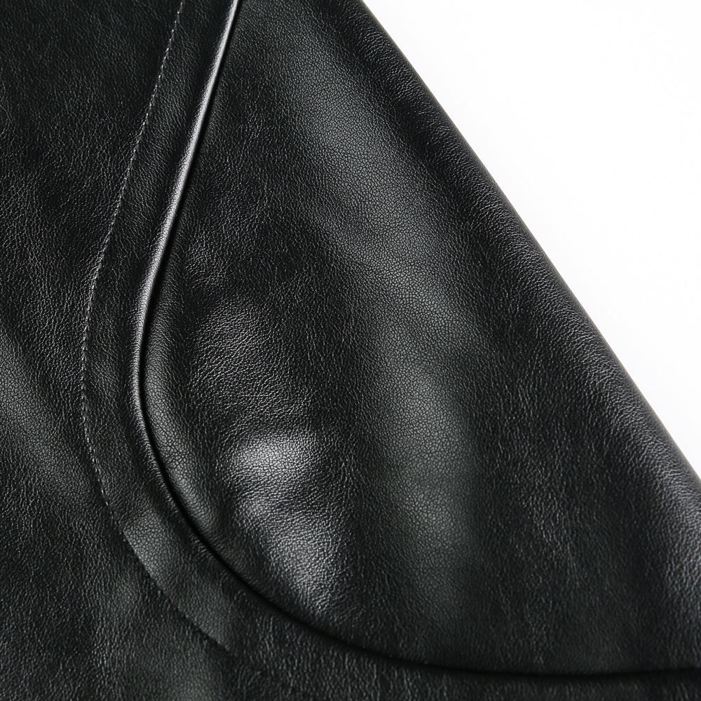 Giacca corta casual da baseball da uomo alla moda con colletto alla coreana e maniche in pelle PU, patchwork, primavera autunno_voghion.com