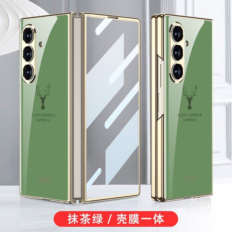 适用三星zfold7手机壳电镀玻璃彩绘壳膜一体折叠屏保护套防摔套|undefined