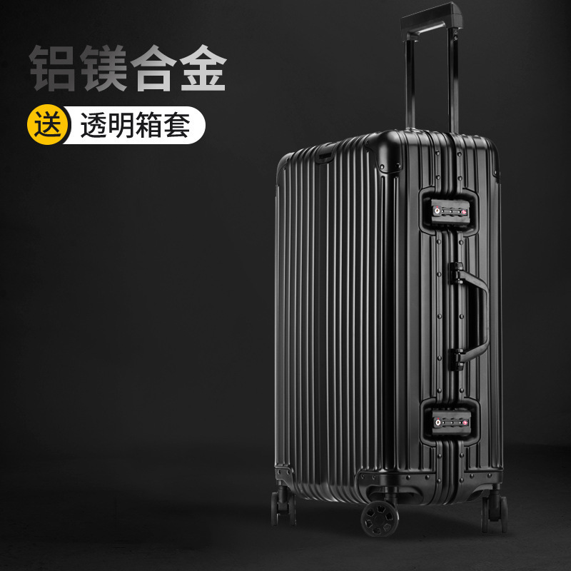 Caja de contraseña de aleación de aluminio y magnesio para mujer, maleta con ruedas universales para hombre, maleta de 20 pulgadas, maleta, caja de aluminio