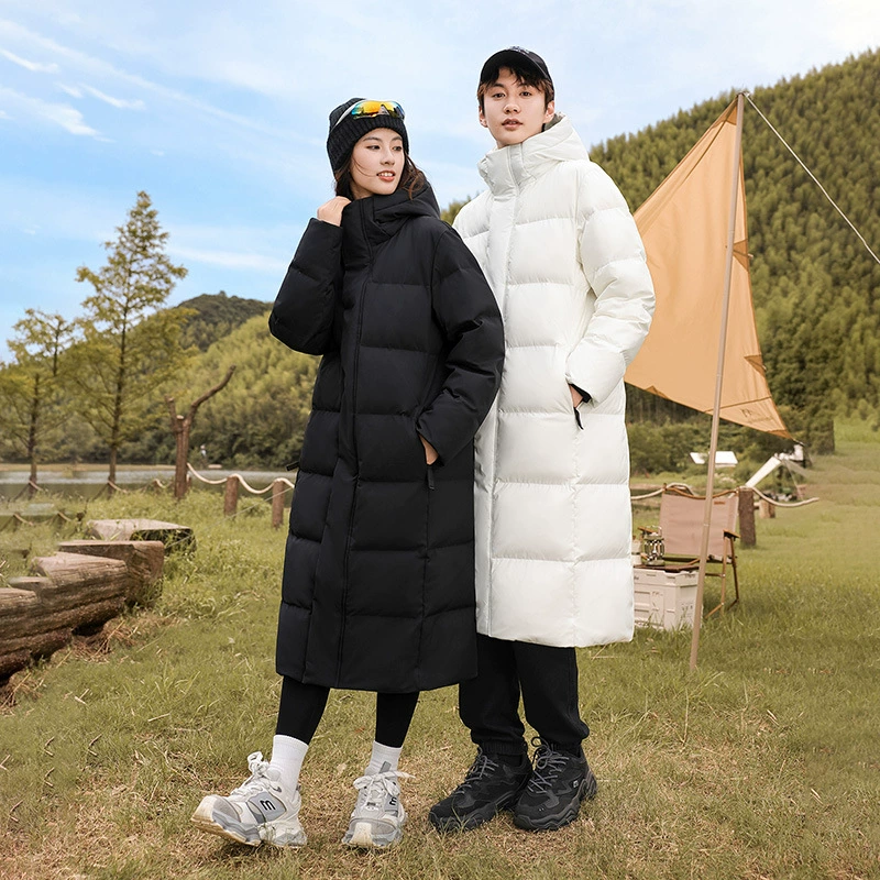 Популярная зимняя мужская пуховая куртка Dijia для трансграничной прямой трансляции, длинная, с белым утиным пухом, теплая и универсальная куртка для пар, которую можно открывать дважды.
