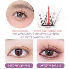 跨境新款彩色分段式假睫毛魚尾仿真自然款濃密密排嫁接睫毛眼睫毛