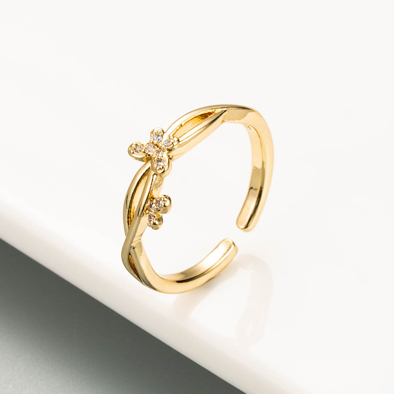 fashion golden small butterfly open ring
