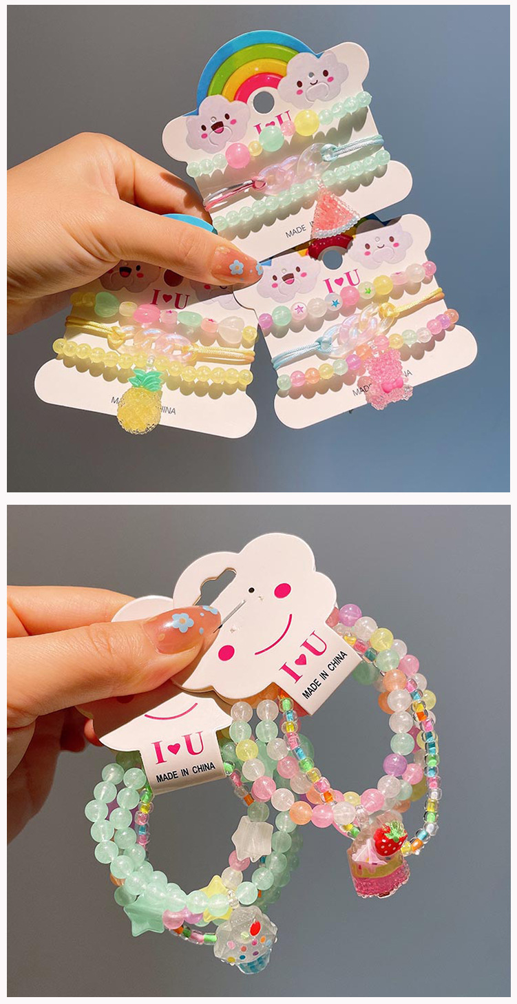 Bear, Heart Shape, Pineapple Pattern Cartoon Style Cute Bear Heart Shape Pineapple Plastic Wholesale Bracelets