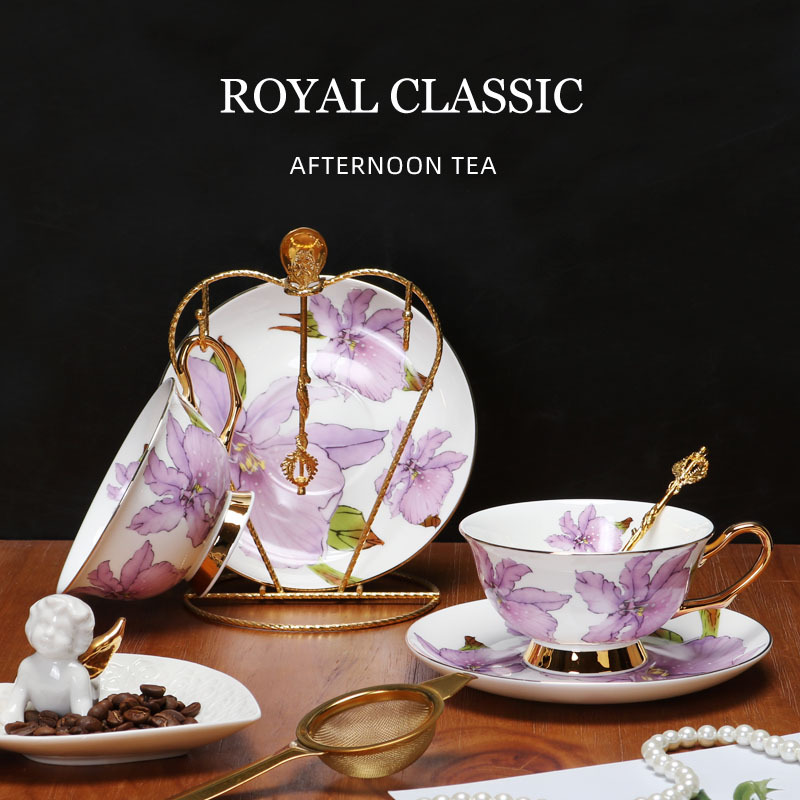 Taza de café exquisita de porcelana de hueso, platillo, taza de té negro de cerámica, regalo, taza de agua de porcelana de hueso de alta gama, juego de regalo