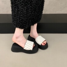 豹纹厚底拖鞋女夏季外穿新款软底一字拖女鞋休闲增高松糕底凉拖鞋