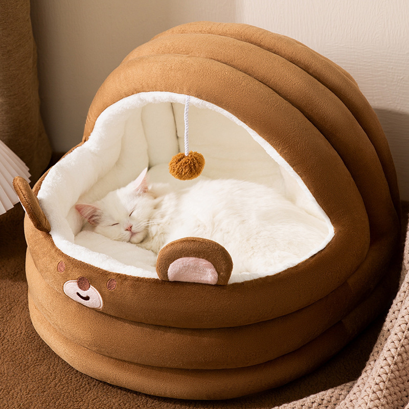 Casa general de perros de cuatro estaciones desmontable semicirrada cama de gato para perros pequeños y medianos que cama de panda para mascotas