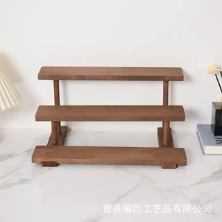 现货木质置物架香水饰品展示架桌面手办盲盒陈列架客厅摆件收纳架