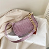 Fashionable shoulder bag, chain, underarm bag, Korean style, 2022, crocodile print