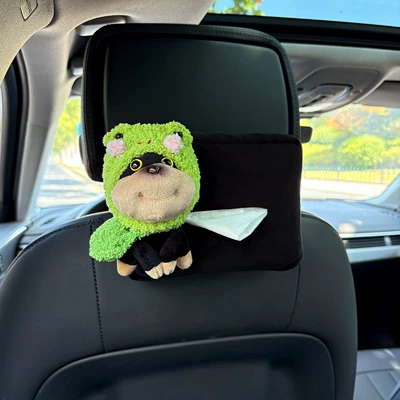 Car tissue box/set – Bag - plush-tissue-box-black-frog-hat-shoulder-bag-bee-dog