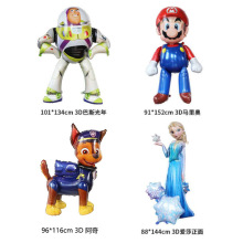 新款3D卡通人物铝膜气球艾莎巴斯光年马里奥阿奇气球儿童派对装饰