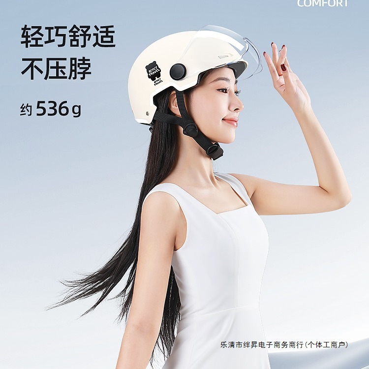 Universal Electric Vehicle Helmet for Men and Women (Auto Parts and Accessories) - one-size-milky-white-hd-short-mirror-new-national-standard-3c