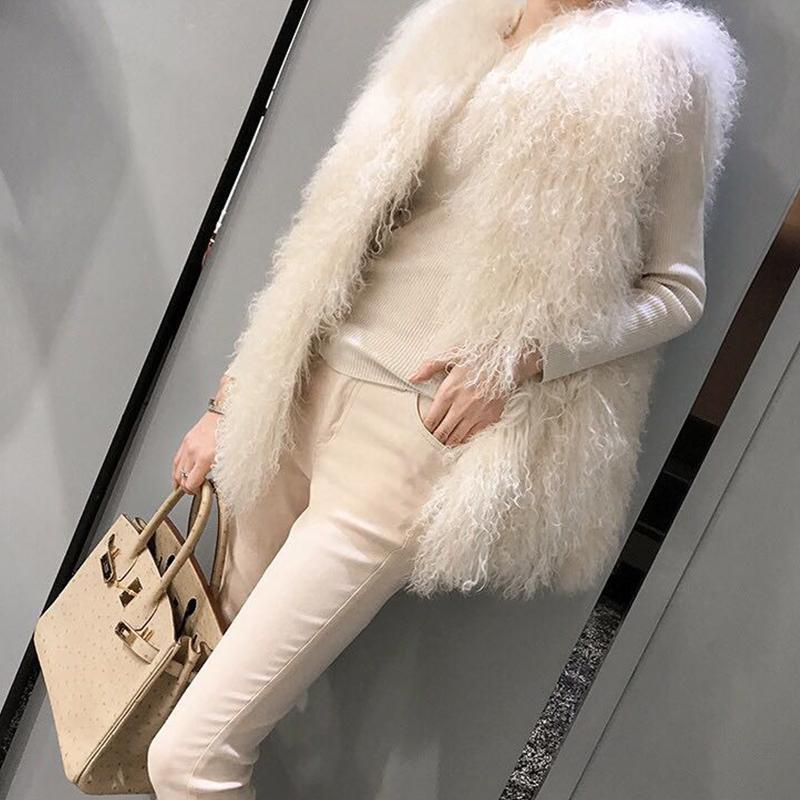 Pp Autumn and Winter New Faux Shearling Fur Vest for Women, Mid-Length Slimming Lamb Wool Vest, Fur Coat