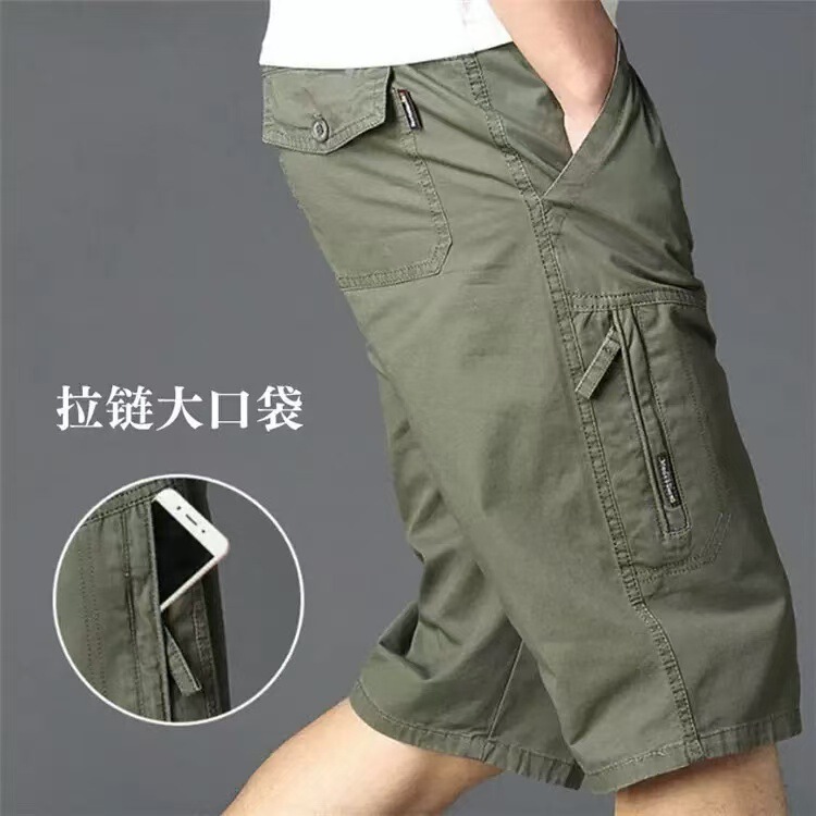 Cross-Border Pure Cotton Men's Summer Outdoor Loose Sports Large Size Workwear Quick-Dry Shorts Casual Pants Mid-Length Pants