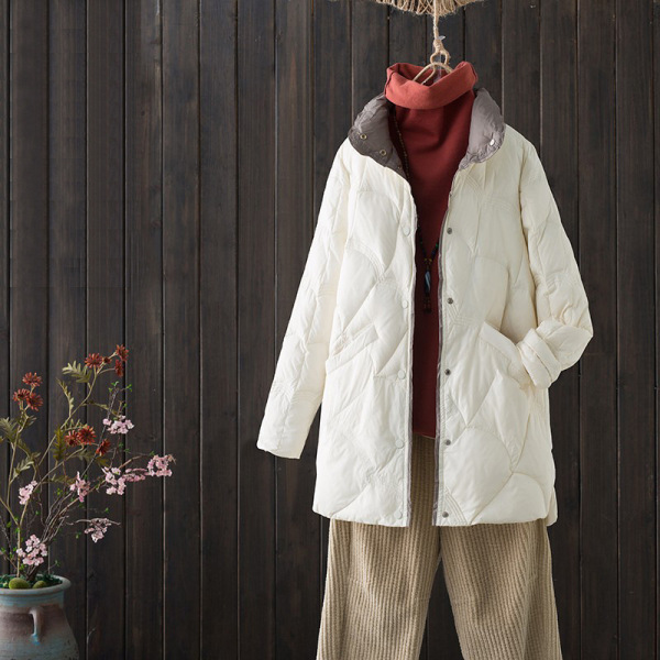 demi-season light and thin velvet fashionable retro down jacket