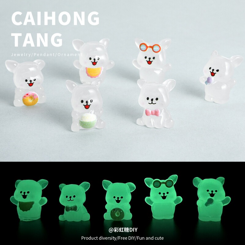 Cartoon 3D Luminous Line Dog DIY Accessories Fun Keychain Desktop Decoration Interior Decoration Materials Wholesale
