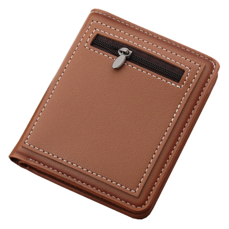 Cartera vertical corta de los hombres con cremallera billetera de los hombres diseño de nicho billetera pequeña de los hombres puede contener licencia de conducir