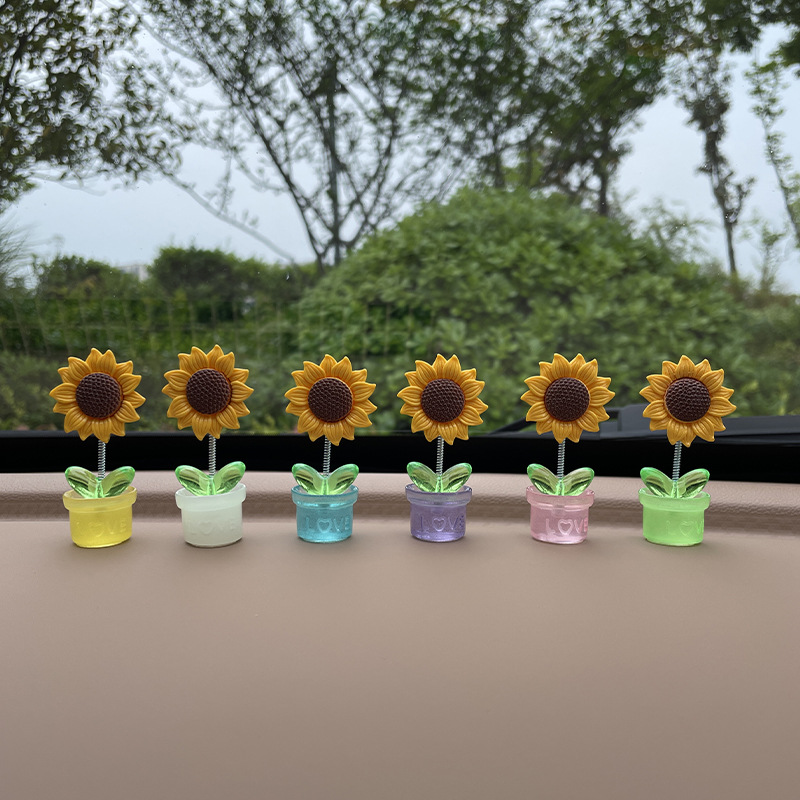 [투명한 녹색 잎] 임의의 색상이 포함된 화분 1개